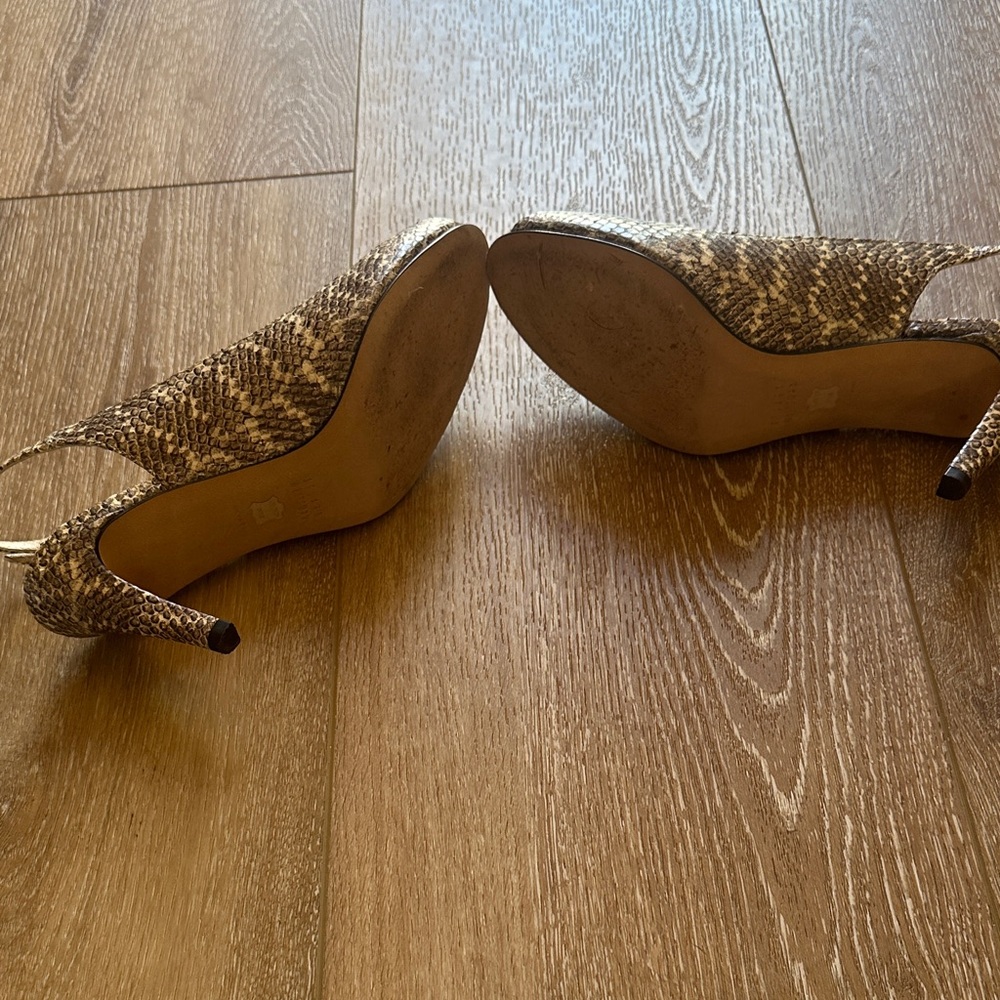 Stuart Weitzman Peep Toe Slingback Pumps Python with Buckle Closure - Picture 7 of 12